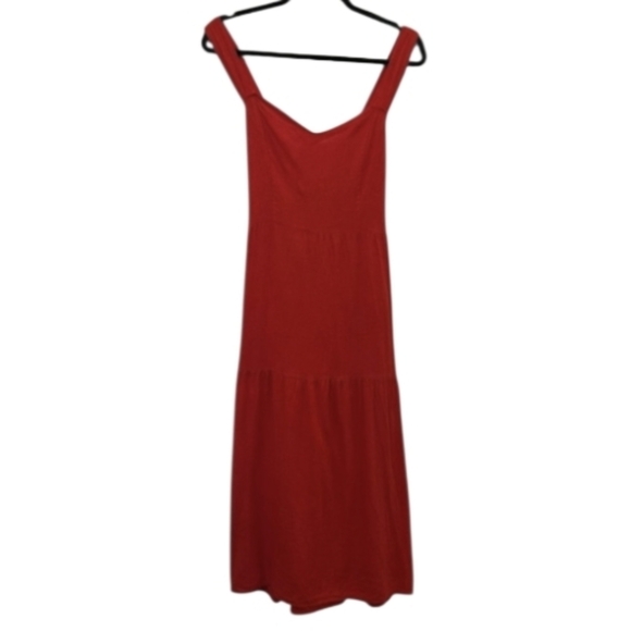 Valentina Naldi Dresses & Skirts - Valentina Naldi Scarlet Red Linen Blend Midi Dress Smocked Back Made in Italy XL